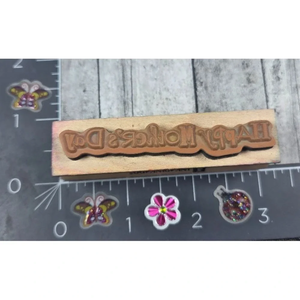 Inkadinkado Happy Mother's Day Funky Script Rubber Stamp #H99